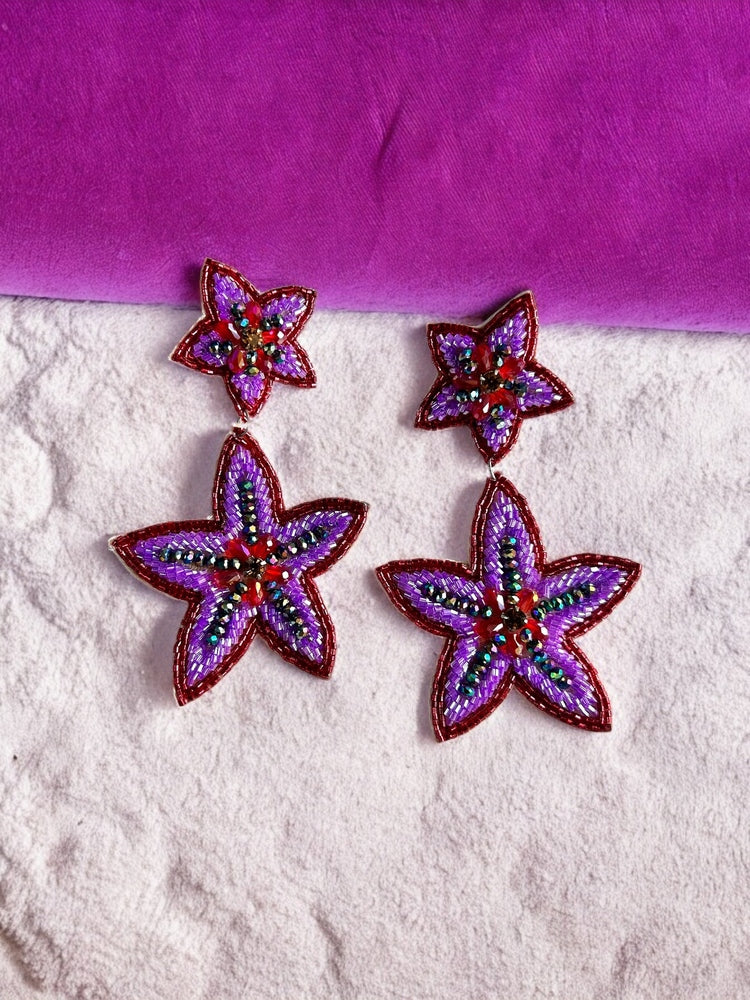 Regal Starfish Jewels Handmade Beaded Earrings