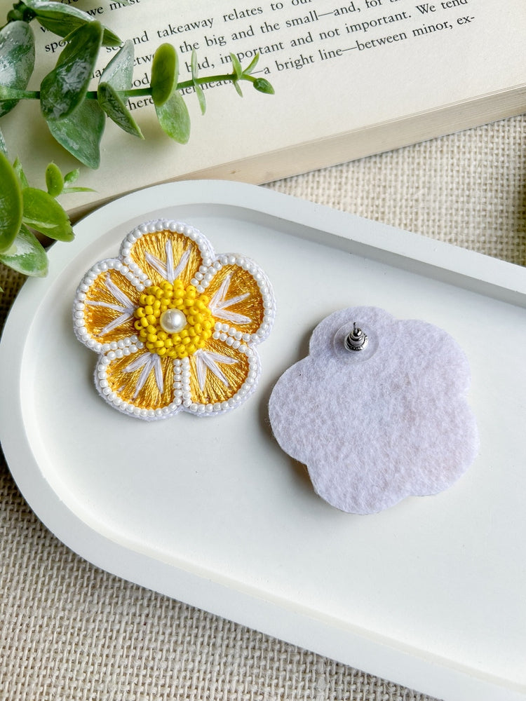 Sunshine Yellow Blossom Handmade Beaded Earrings