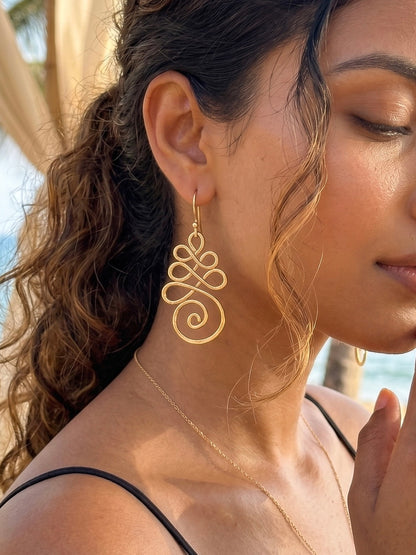 Saira Swirl Handmade Brass Earrings