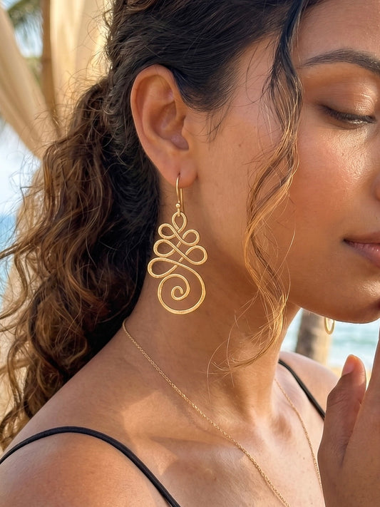 Saira Swirl Handmade Brass Earrings