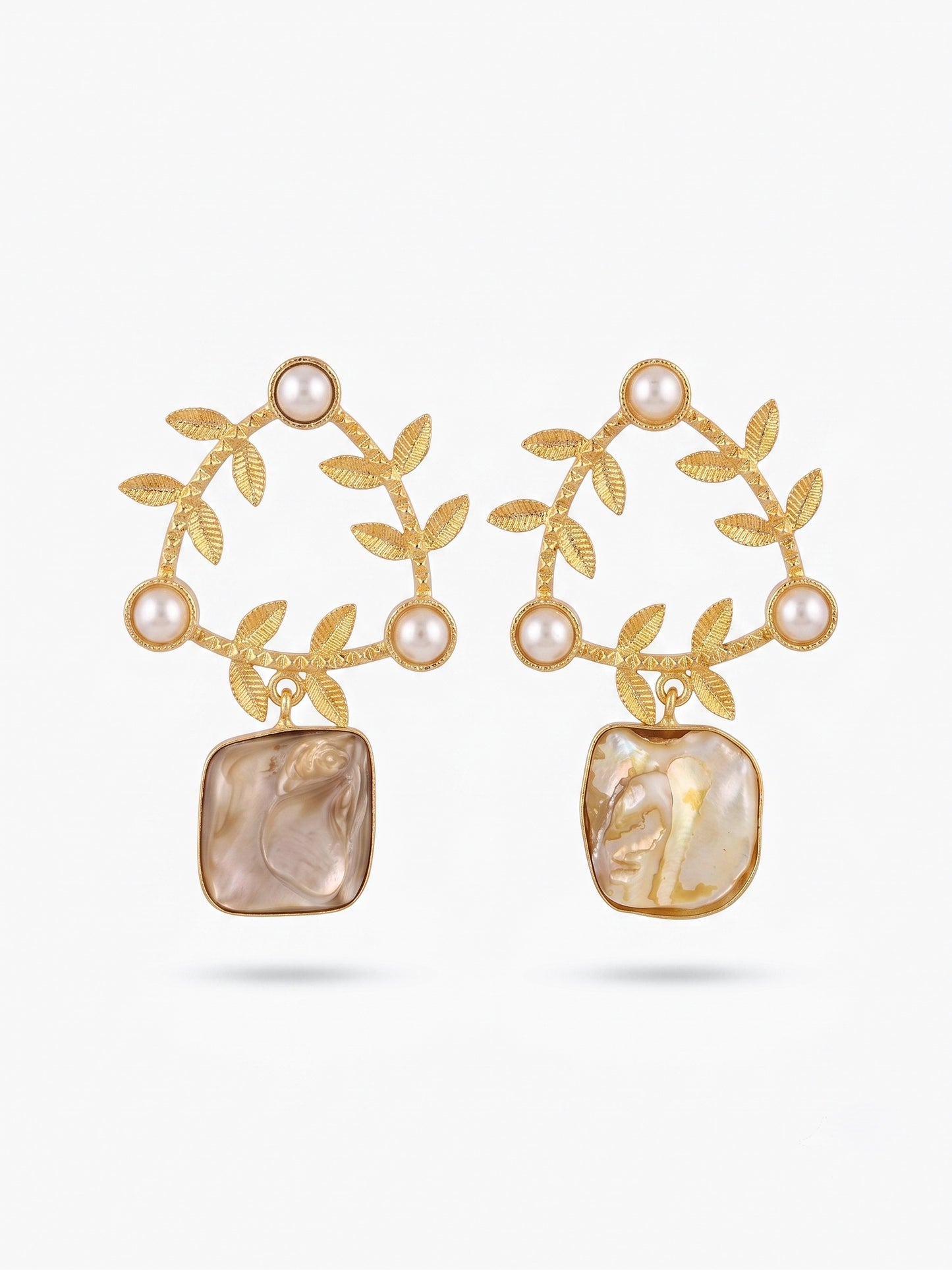 Olivia Mother of Pearl Drop Handmade Brass Earrings