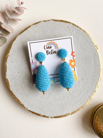 Baby Blue Drop Handmade Beaded Earrings