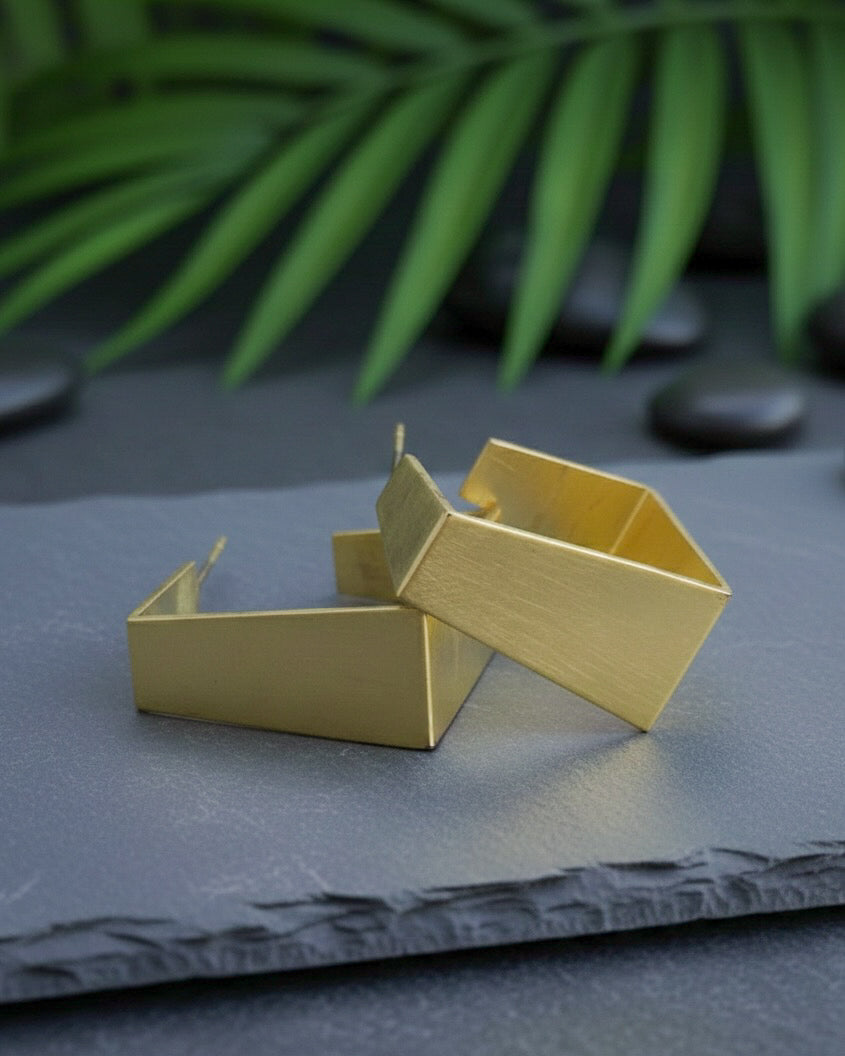 Square Hoop Handmade Brass Earrings