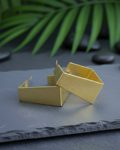 Square Hoop Handmade Brass Earrings