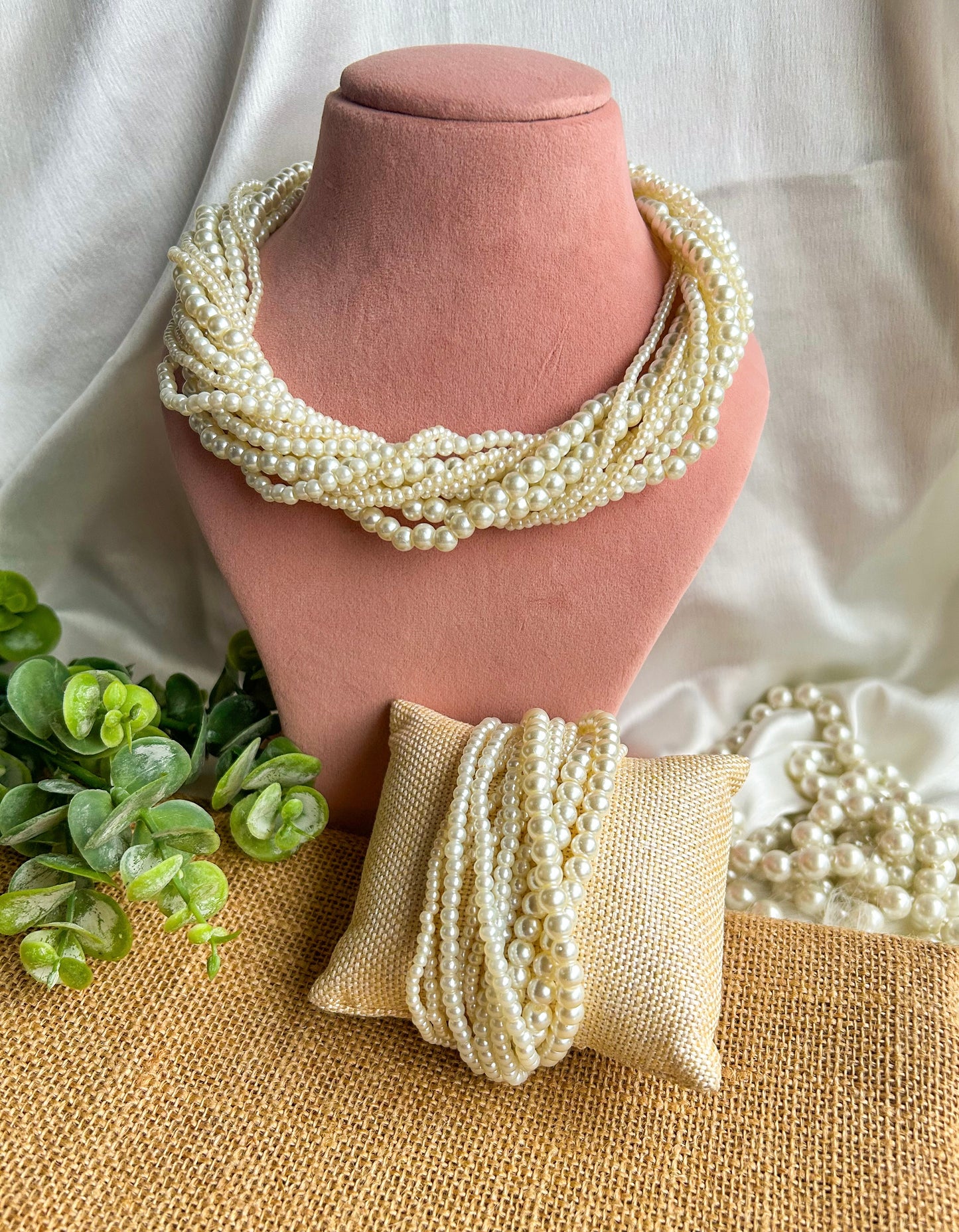 Maya Pearl Handmade Necklace + Bracelet