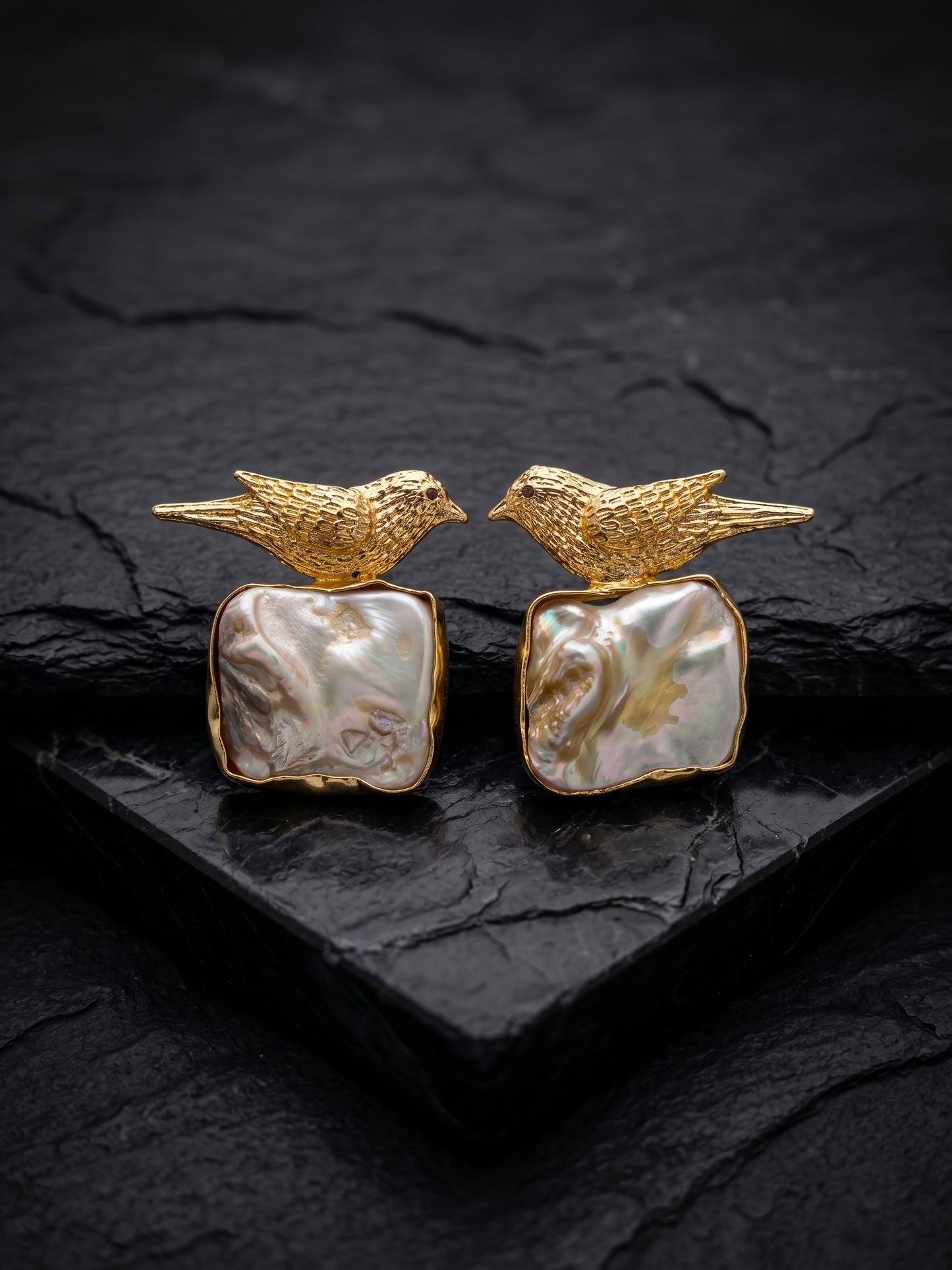 Birdie Bling Mother of Pearl Handmade Brass Earrings