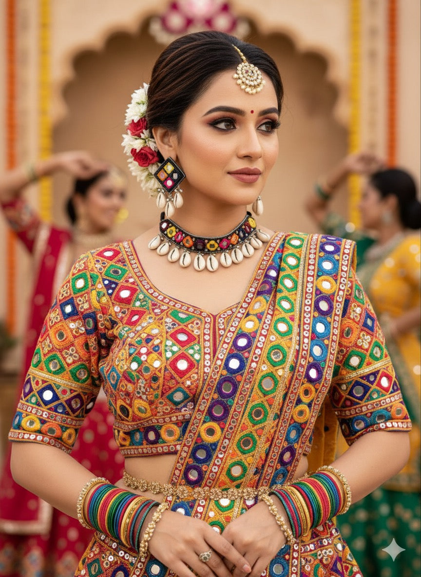 Navrang Handmade Beaded Necklace & Earrings Set