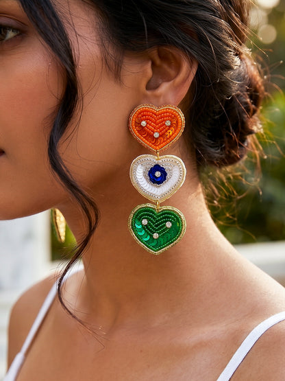 Pride in My Heart Handmade Tricolour Beaded Earrings