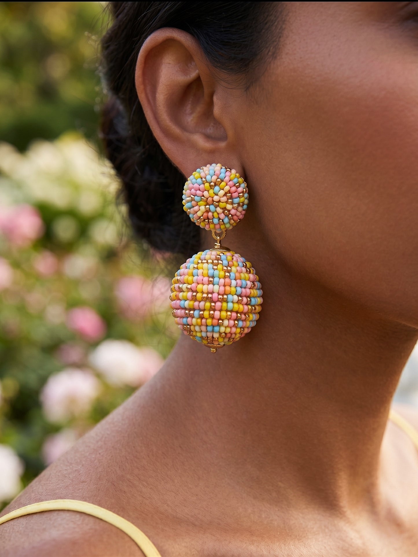 Confetti Pastel Party Rainbow Drop Handmade Beaded Earrings