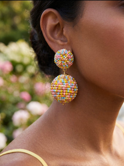 Confetti Pastel Party Rainbow Drop Handmade Beaded Earrings