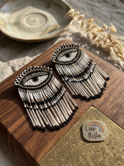 Eyeconic Evil Eye Handmade Beaded Tassel Earrings