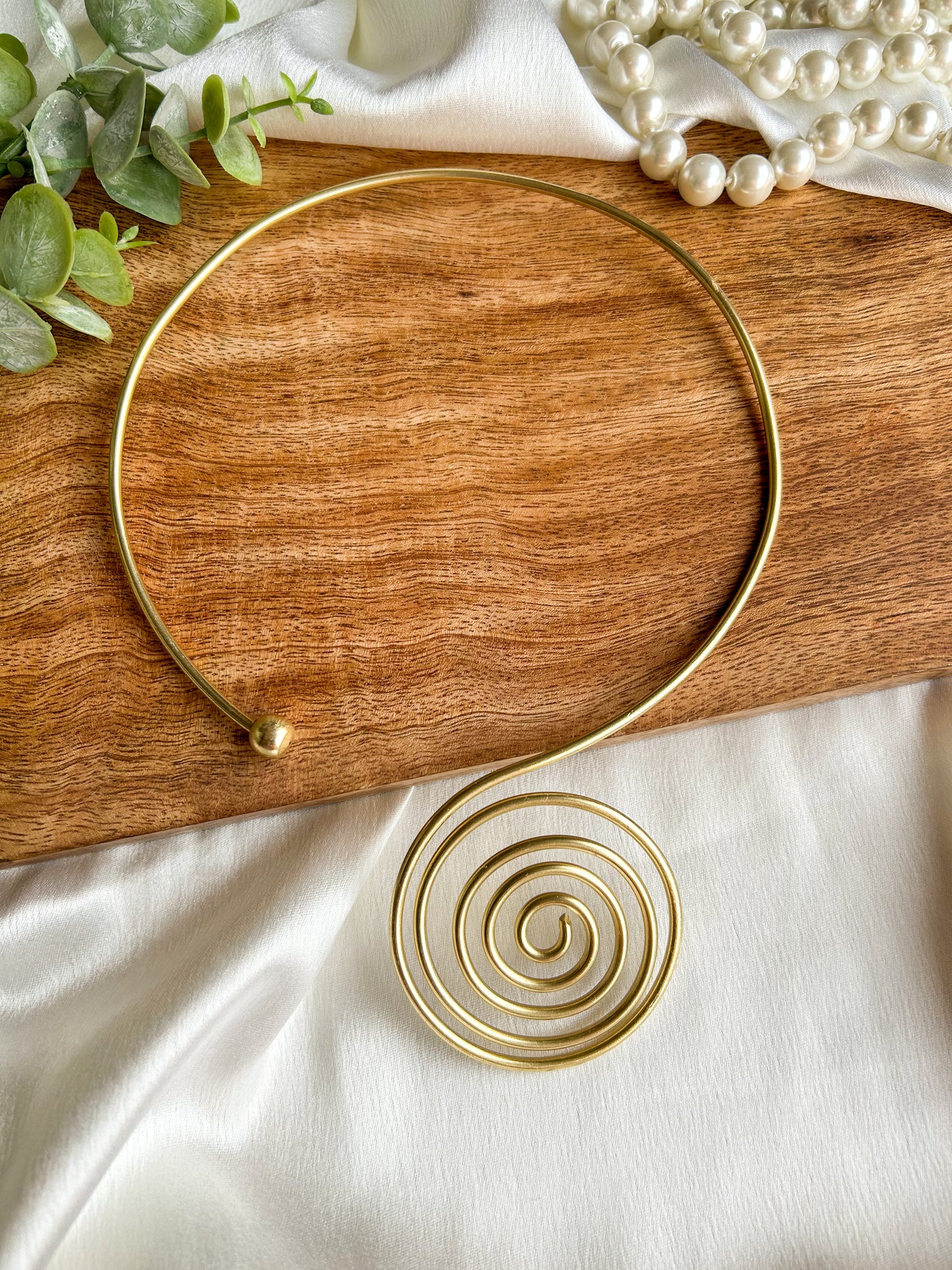 Tribal Spiral Brass Hasli Necklace