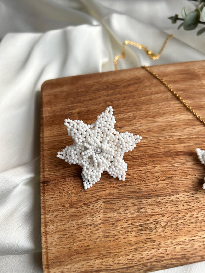 Delicate Snowflake Handmade Beaded Ring