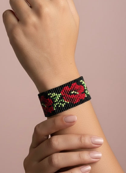 Eternal Red Rose Handmade Beaded Bracelet