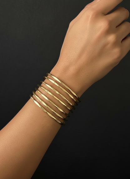 Kira Stripes Brass Cuff Bracelet