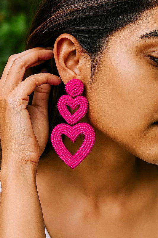 Steal My Love Handmade Beaded Heart Shaped Earrings