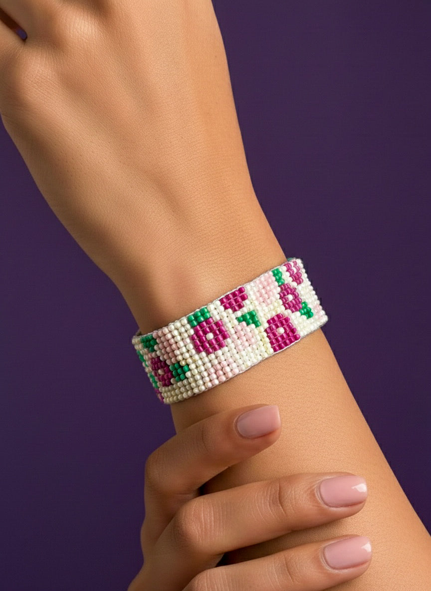 Call It Spring Handmade Beaded Floral Bracelet