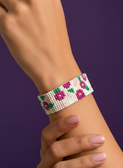 Call It Spring Handmade Beaded Floral Bracelet