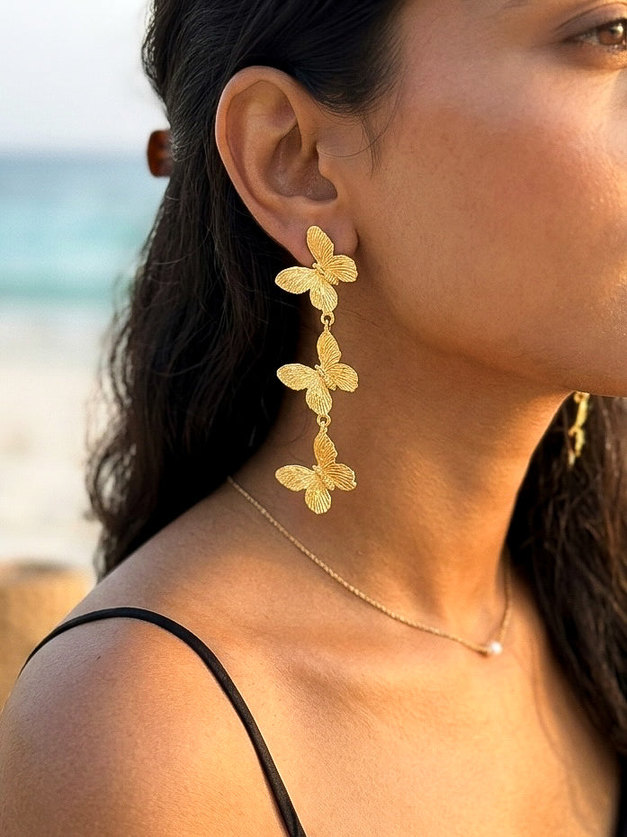 Wild Flutter Butterfly Handmade Brass Earrings