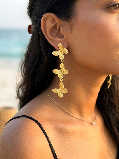 Wild Flutter Butterfly Handmade Brass Earrings
