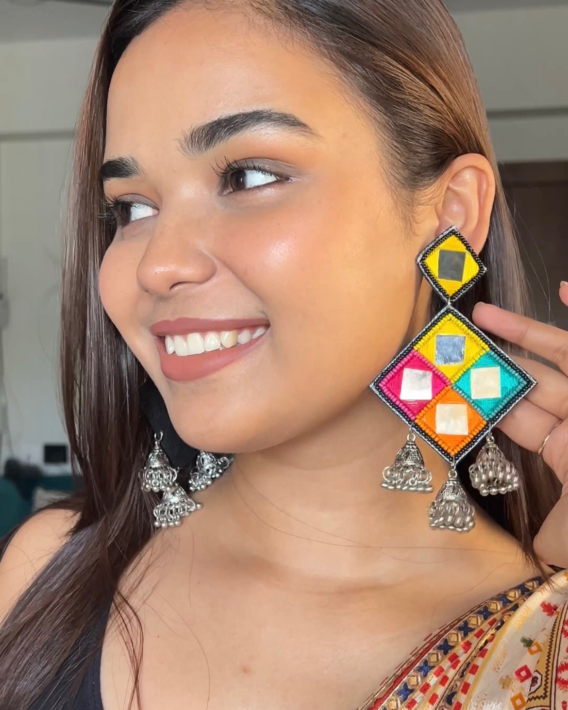 Ranjhana Handmade Beaded Jhumka Earrings