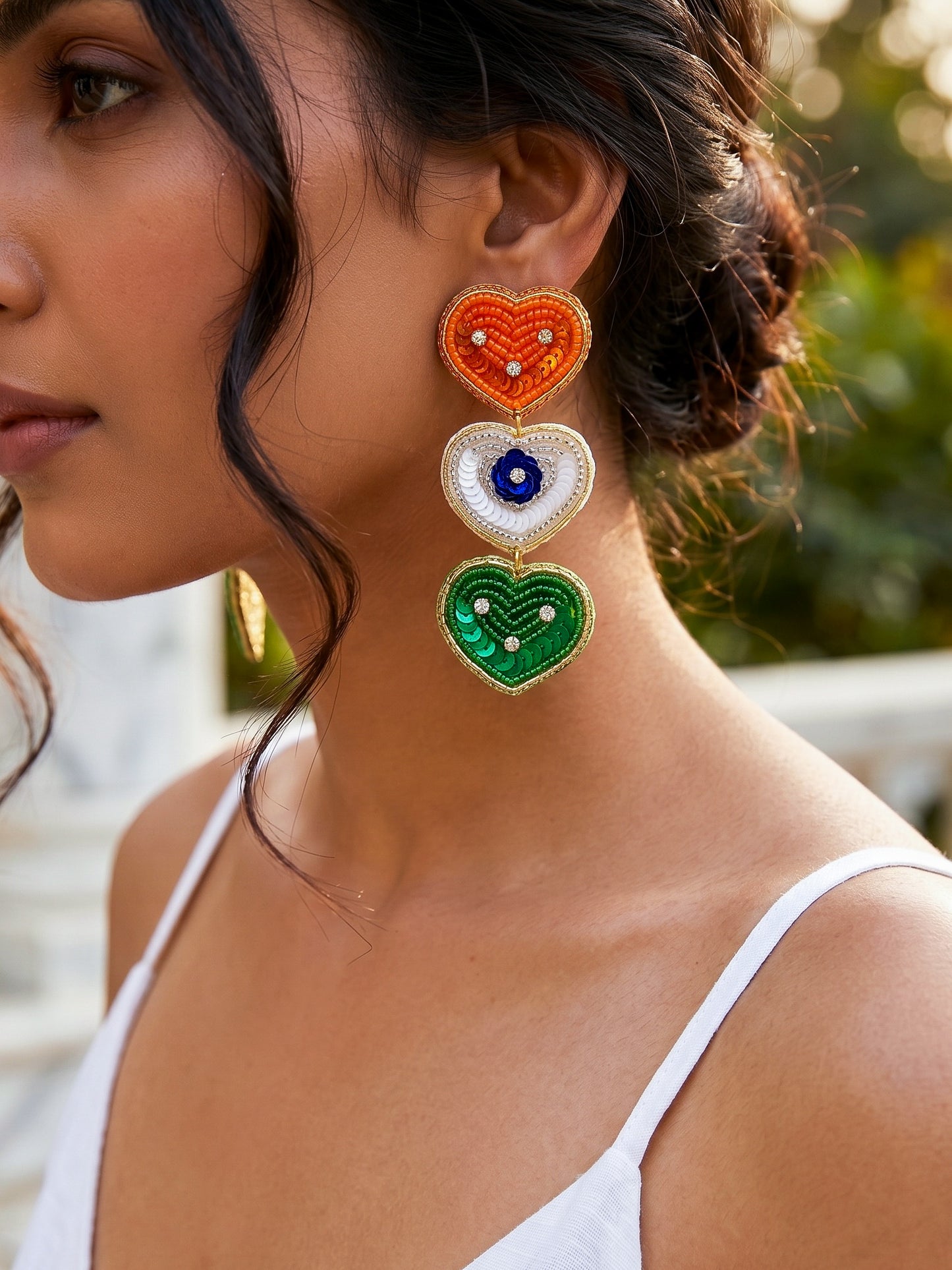Pride in My Heart Handmade Tricolour Beaded Earrings