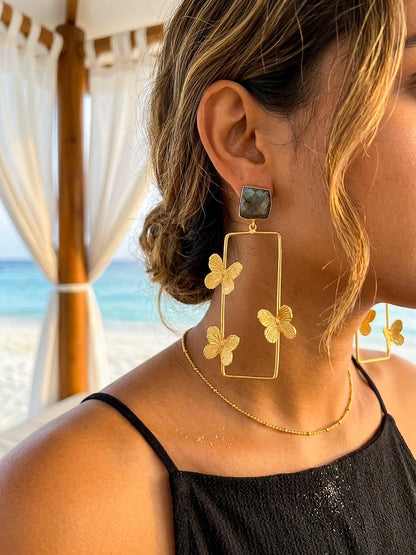 Labradorite Butterfly Wings Handmade Brass Earrings