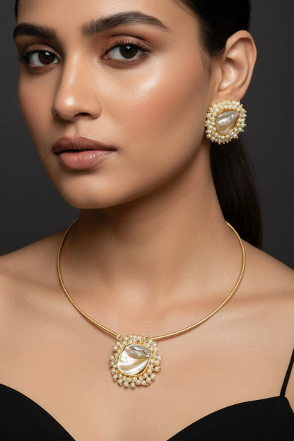 Baroque Pearl Handmade Brass Necklace Set