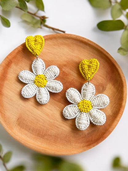 Daisy Love Handmade Beaded Flower Earrings