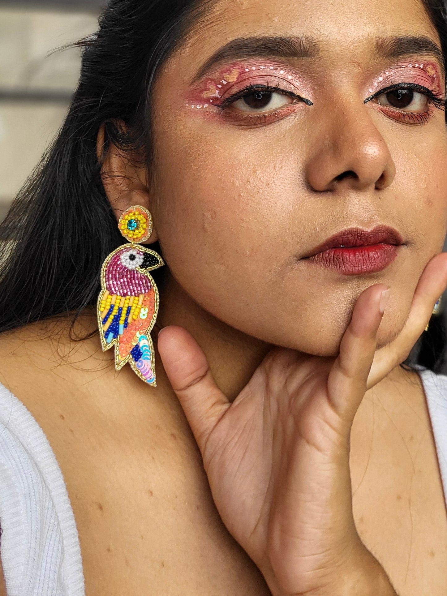 Tropical Parrot Handmade Beaded Bird Earrings