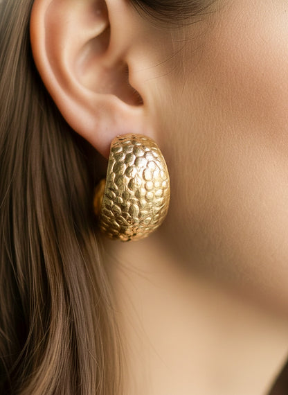 Textured Hoop Handmade Brass Earrings