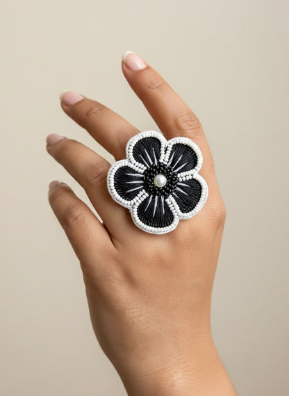 Twilight Blossom Handmade Beaded Ring