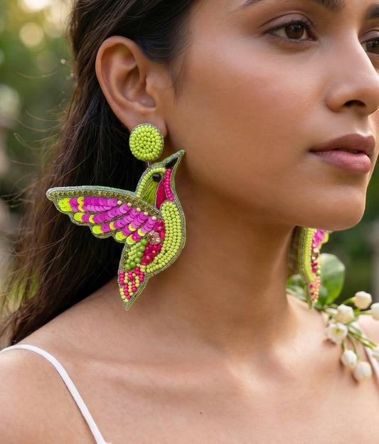 Humming Bird Handmade Beaded Earrings