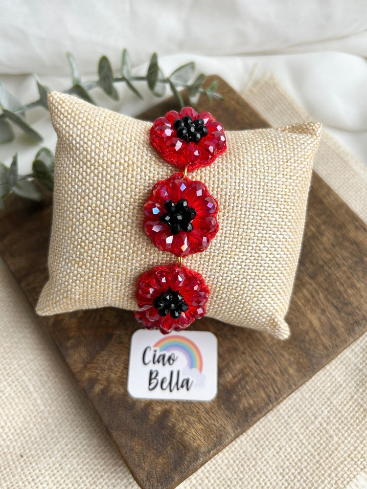 Daisy Dream Red Handmade Beaded Bracelet