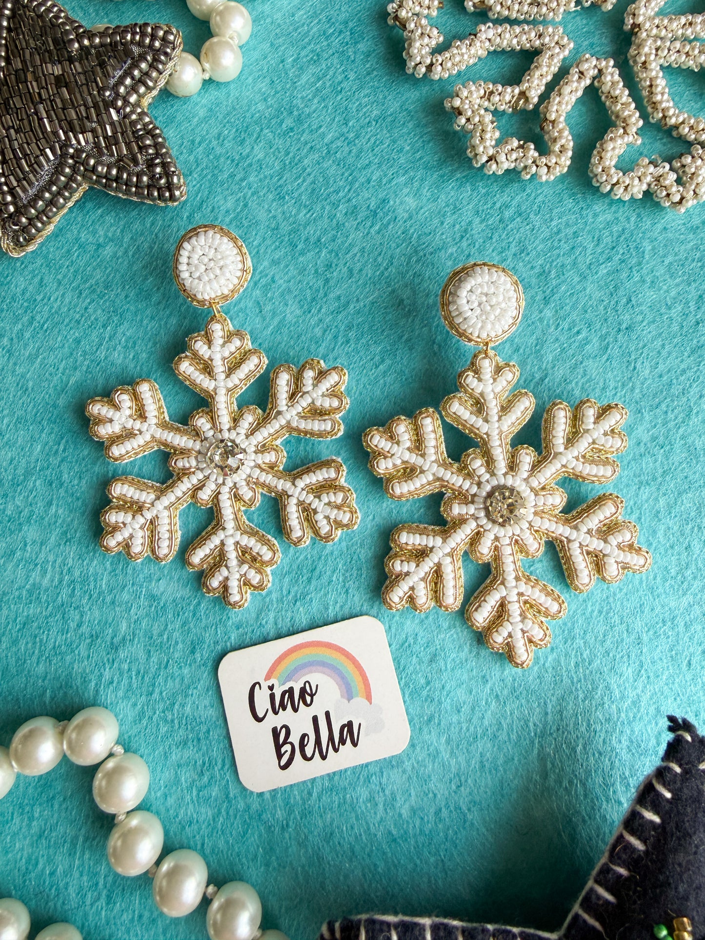 Stella Snowflake Handmade Beaded Earrings