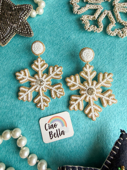 Stella Snowflake Handmade Beaded Earrings