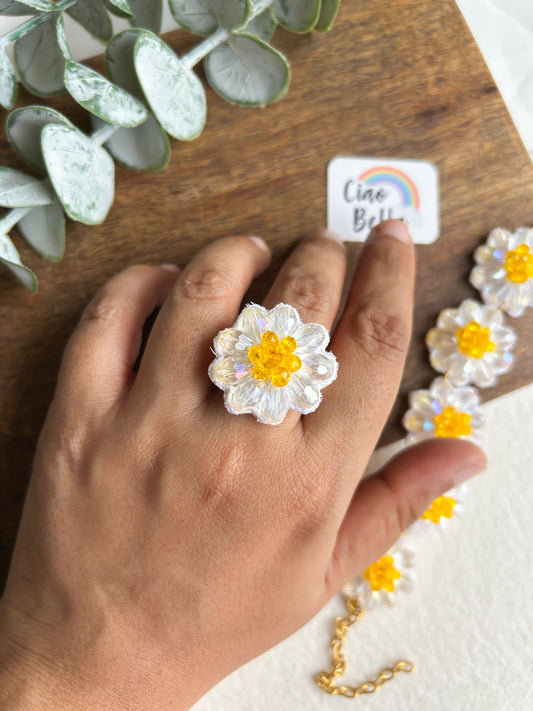 Daisy Dream Handmade Beaded Flower Ring