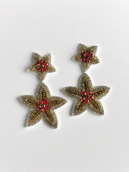 Gold Starfish Jewels Handmade Beaded Earrings