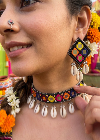 Navrang Handmade Beaded Necklace & Earrings Set