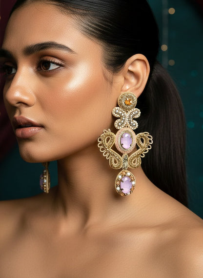 Aashna Blush Pink Handmade Beaded Statement Earrings