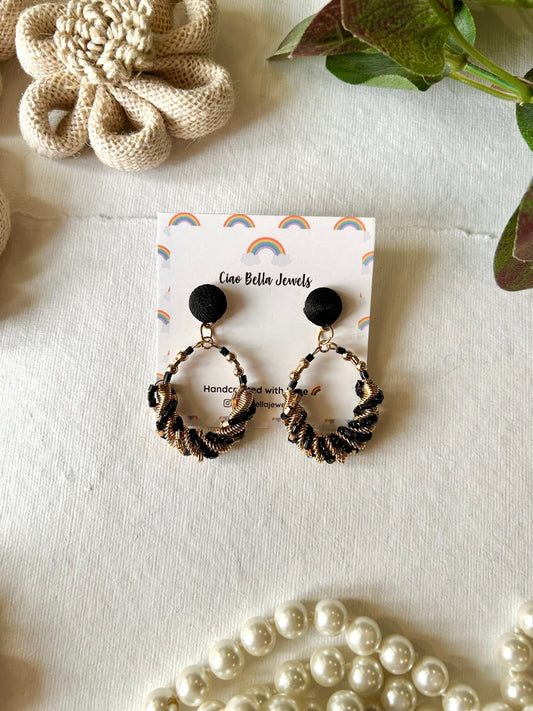 Onyx & Gold Drop Earrings