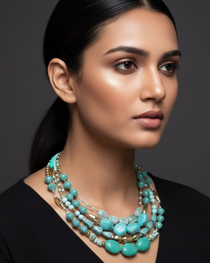 Sierra Turquoise Layered Beaded Necklace
