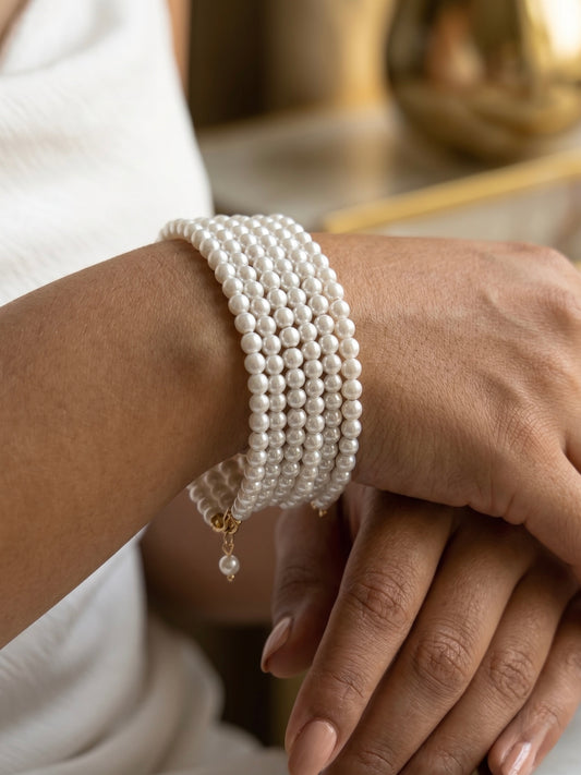 Ivory Spiral Pearl Handmade Beaded Bracelet (Small Size)