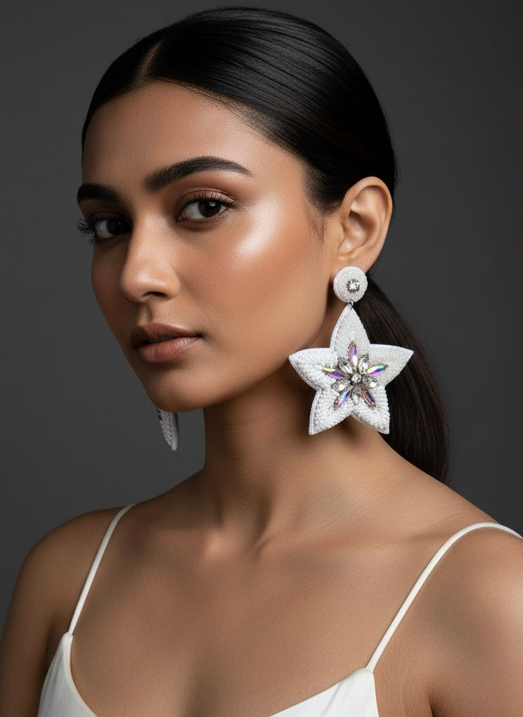 Starlight Shimmer Handmade Beaded Star Earrings