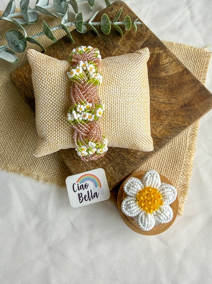 Luxe Flora Rose Gold Handmade Beaded Bracelet + Ring Combo