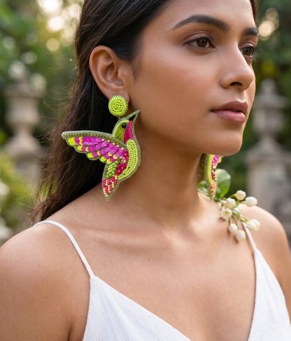 Humming Bird Handmade Beaded Earrings