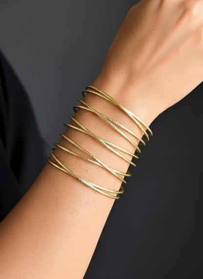Mira Mesh Brass Cuff Bracelet