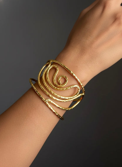 Boho Wave Brass Cuff Bracelet