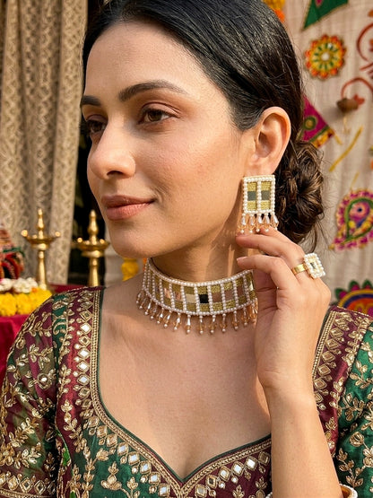 Sitara Gold Handmade Beaded Necklace & Earrings Set