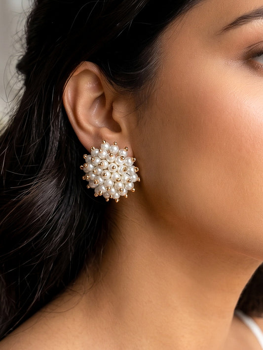 Sitara Pearl Stud Handmade Beaded Earrings